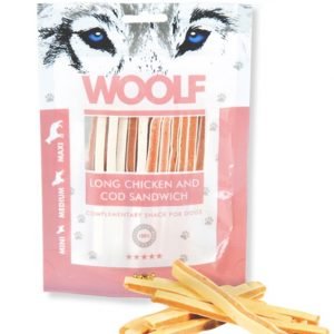 Long chicken and cod sandwich