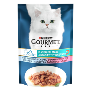 PURINA GOURMET Perle Φιλετάκια με Ψάρια Ωκεανού και Γαρίδες 85gr