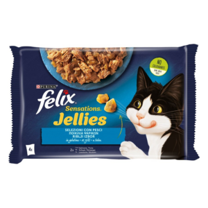 PURINA FELIX Sensations Jellies Multipack Σολομός & Πέστροφα (4x85gr)