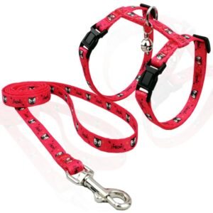 PET INTEREST Cat Harness & Leash Meow Κόκκινο