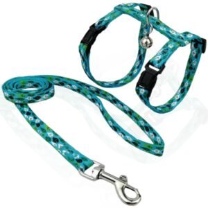 PET INTEREST Cat Harness & Leash Fish Flock Τυρκουάζ