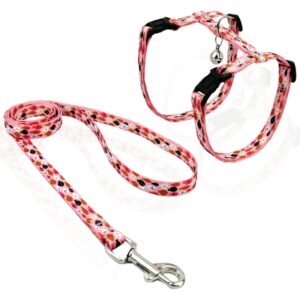 PET INTEREST Cat Harness & Leash Fish Flock Ροζ