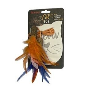 PET INTEREST Woody Toy with Feathers Silver Vine Pattern 1